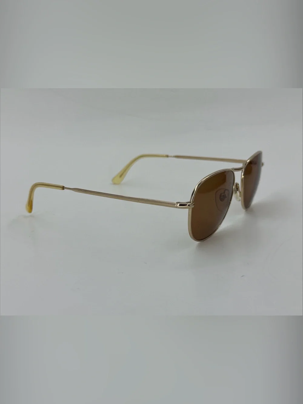Vintage 1990s Helmut Lang Original Sunglasses Gold Tone Frame Brown Lens w/ Case